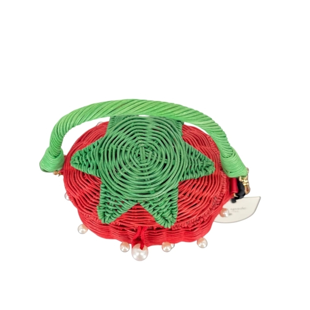 Kate Spade × Target In Hand Woven Strawberry Basket Bucket Bag With Pearls - Picture 7 of 10